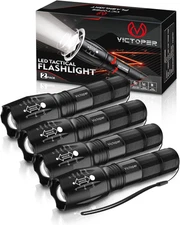 Victoper LED Flashlight 4 Pack, Bright Tactical Torch High Lumens with 5 Modes, 
