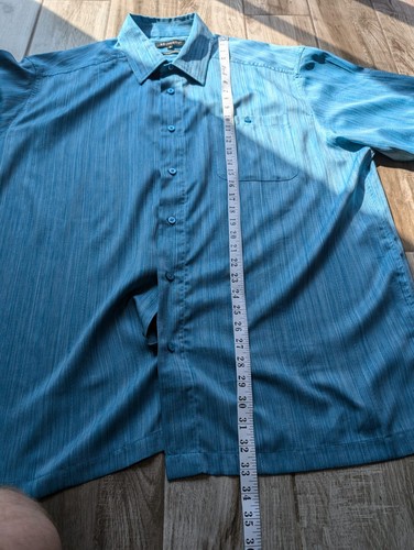 Britches Blue Striped Short Sleeve Button Shirt Men’s XXL 100% Polyester NWOT - Foto 6 di 7