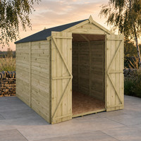 8x6 WOODEN GARDEN SHEDS DOUBLE DOOR APEX WINDOWLESS SHED 8ft x 6ft No Windows