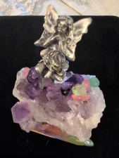 Sterling Handcasted Sculpture Mystic Fairy Amethyst Onyx Jade Fluorite Topaz 23g