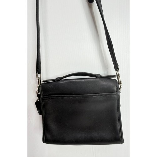 Vintage Coach Station Bag 9870 Black Leather Crossbody Satchel Made USA by Coach, $120 - Photo 4