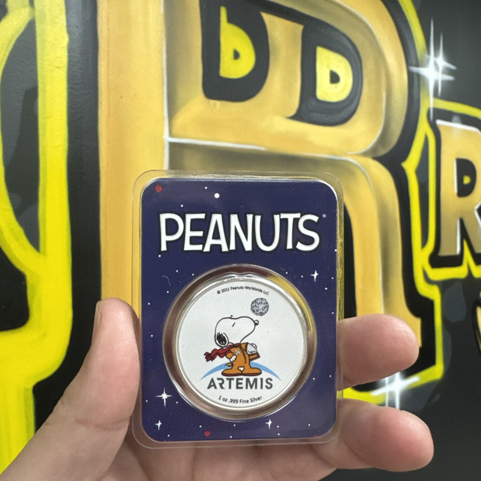 Peanuts Snoopy Astronaut Artemis Missions Colorized Silver 1 oz