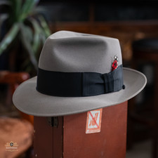 Vintage 1940s - 1950s Resistol Beaver Fifteen Fedora Hat Pewter Grey 7 1/8 w/Box