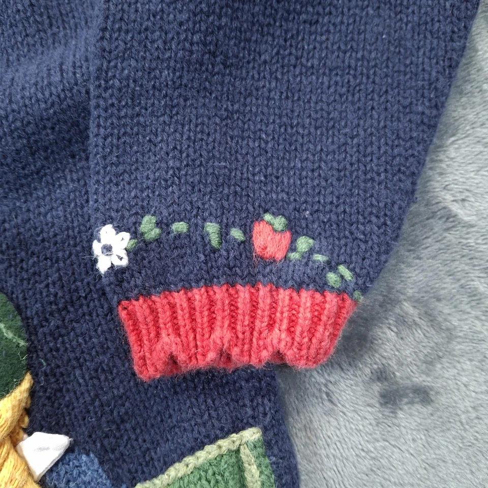 Hartstrings Sweater Girls 4T Navy Equestrian Intarsia Horse Pony Apple 3D Braid - Image 4 of 4