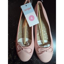 Cat  Jack Girls Pink Ballet Flats Bow Slip On Dress Shoes Size 4 NEW