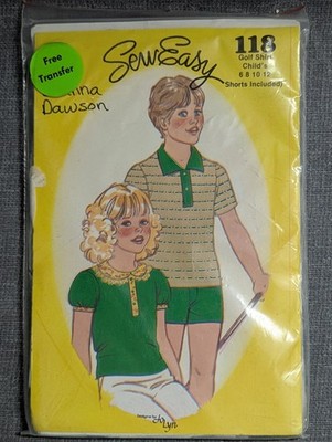 Vintage Sew Easy 118 Child's Golf Shirt & Shorts Sewing Pattern Size 6 8 10 12