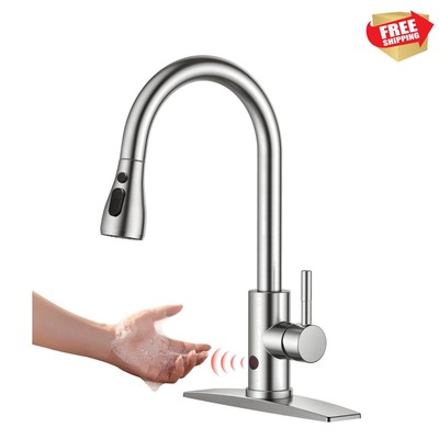 Touchless Kitchen Faucet with Pull Down Sprayer, Brushed Nickel Hands-Free Sm...
