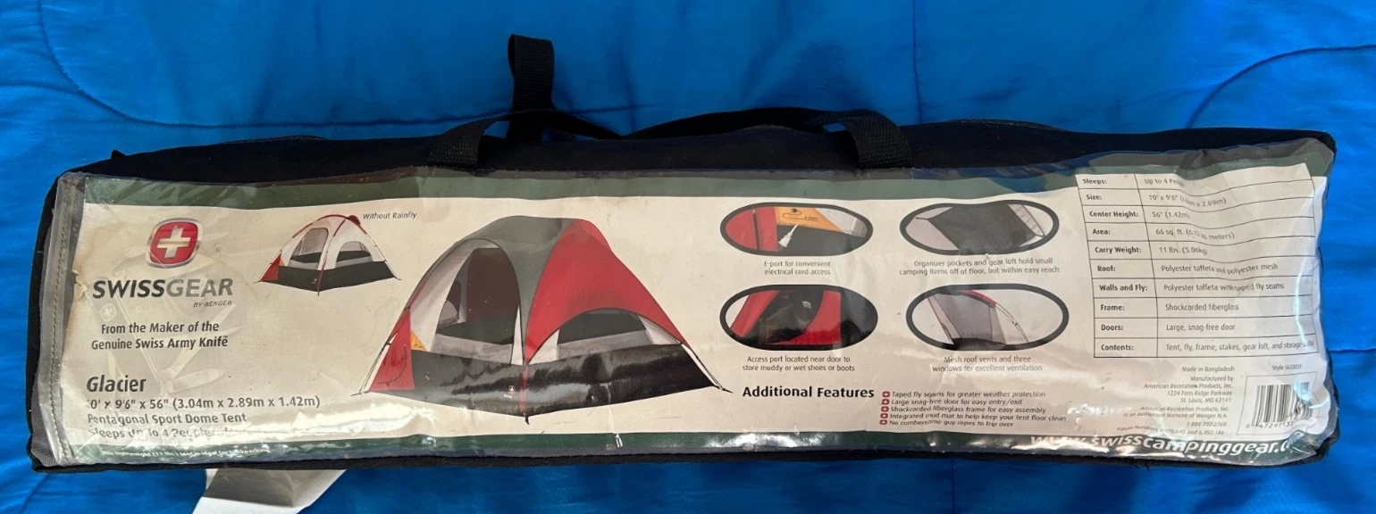 SWISSGEAR Glacier Tent up to 4 people, Size 10'*9'6"
Opens in a new window or tab