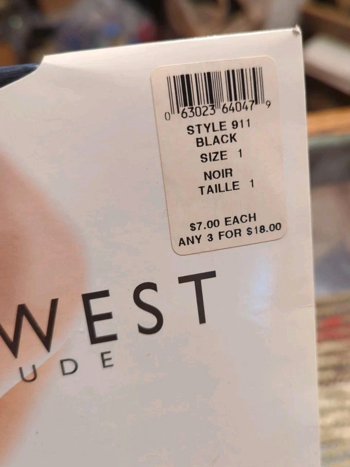 NUEVAS 9 West So Nude Pierna Negras Talla 1 Medias Pantimedias Foto 3 de 4