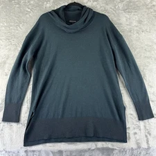 Adrienne Vittadini Cowl Neck Tunic Sweater Women’s L Turquoise Blue Merino Wool