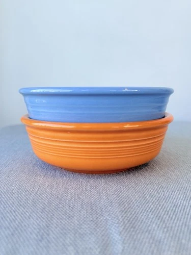 2 Fiesta 6 7/8” Medium Bowls Soup Cereal Fiestaware Periwinkle Persimmon Blue