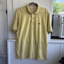 Lacoste Polo Shirt Mens Size 7 Yellow Short Sleeve Pique Preppy Golf 2XL Muscle
