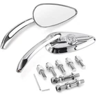 Chrome Teardrop Motorcycle Skull Mirrors Aluminum For Harley Road King Softail
