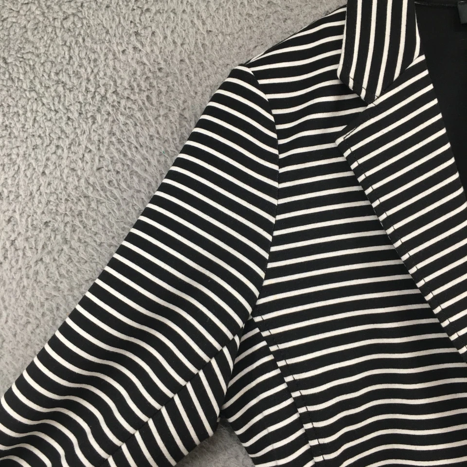 Chaqueta Blazer Karen Kane Mujer L Negra Multicolor Rayas Muesca Solapa Abotonada Foto 3 de 4