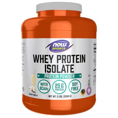 NOW Sports Whey Protein Isolate Vanilla 71 Servings 25g Protein BCAAs