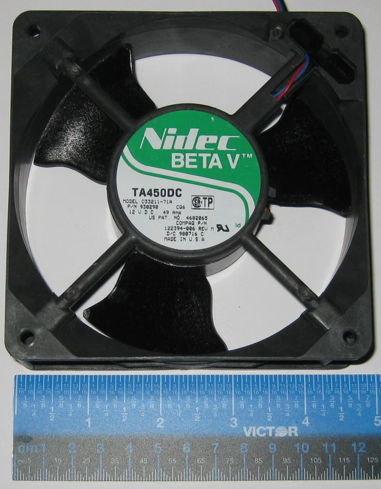 Nidec Beta 119 mm Fan - 12 V DC - 4000 RPM - TA450DC C33211 Compaq Server Fan - Image 4 of 4