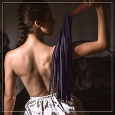 BDSM Leather Flogger,Purple Suede Leather 50 Falls Wooden handle Sex