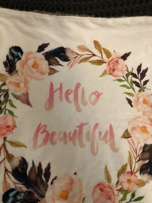 Hello Beautiful Minky Baby Lovey Security Blanket 17  x  20  Floral Animal Print