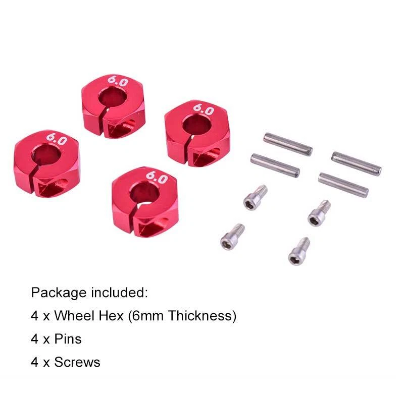 4x 6mm Wheel Hex 12mm Drive+Pins & Amp für Schrauben HSP HPI Tamiya 1:10 RC Car - Bild 3 von 4