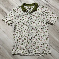 Leon Karssen Mushmush Cream Short Sleeve Button Down Shirt Sz Small Fast Ship