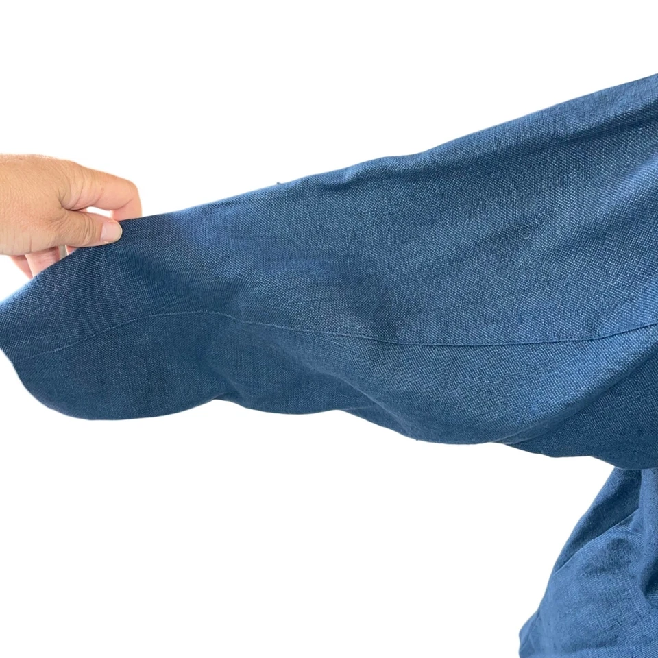 Blazer Finity Feminino Vintage Tamanho 12 Azul Linho Puro Bolsos Anos 80 Retrô - Imagem 3 de 4