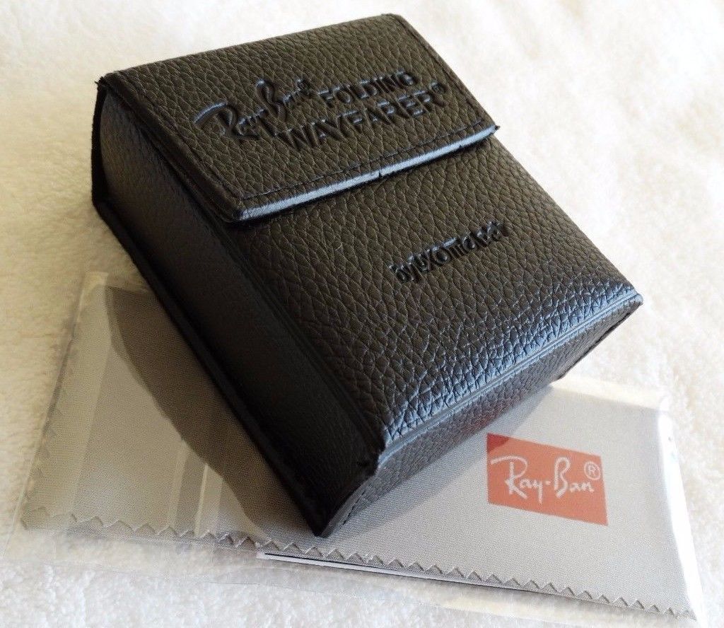 New RayBan Black Wayfarer Folding Sunglasses Case w/ cleaning cloth | eBay