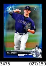 1-2017 BOWMAN CHROME DRAFT BLUE REFRACTOR WILL GADDIS ROCKIES 027/150