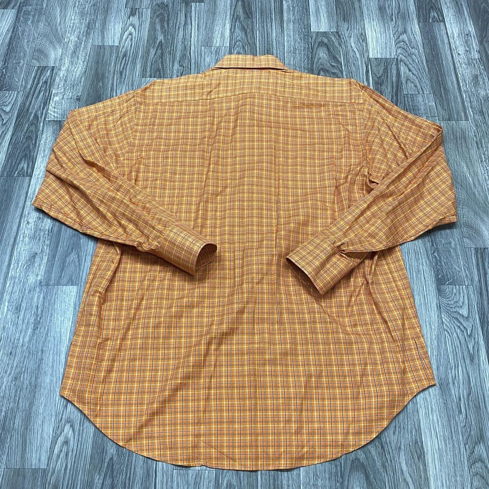 TAILORBYRD Button Down Collar Orange Plaid Woven Shirt Men's Size Large - Image 3 of 4