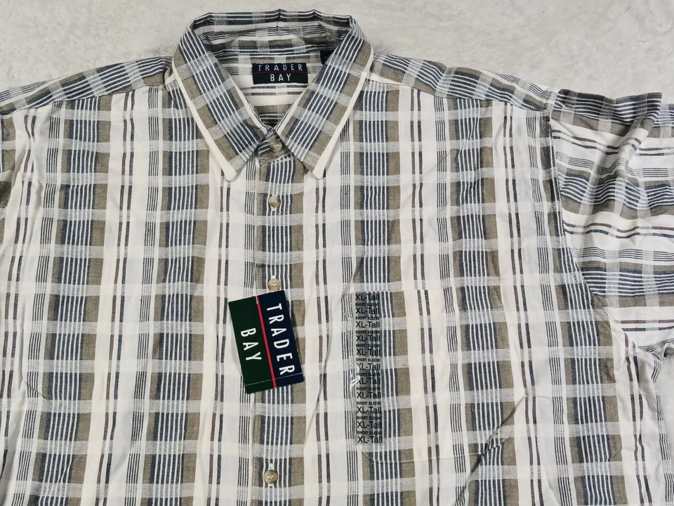 Trader Bay Brand Short Sleeve Button Up Shirt Vintage Size XL Tall NWT NOS  - Image 3 of 4