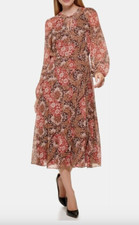 TOMMY HILFIGER WOMEN'S TAPESTRY DRESS BROWN, BEIGE BURNT RED SIZE 4 NWT.
