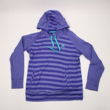 Adidas Hoodie Women's Small Purple Striped Ultimate Hoodie Climawarm Gym Ladies