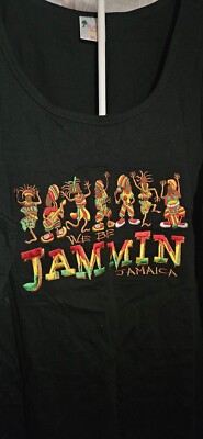 Vintage We Be Jammin Tank Top XL Jamaica Reggae Rasta Embroidered 