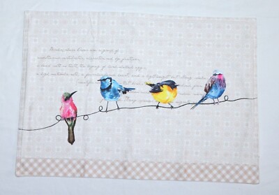 MAISON D'HERMINE Set of 2 Cotton Placemats Birds On a Wire 19 X 13 NWOT