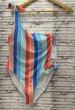 Southern Tide Women's Striped Pink Blue Medium One Piece Bathing Suit Swim Suit
