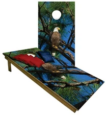 Bald Eage Tree American CORNHOLE BEANBAG TOSS GAME w Bags Game Boards Set 