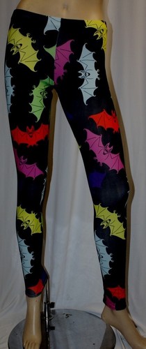 NEW GIRLS LADIES UNIQUE MULTI BATS PRINT LEGGINGS PANTS GOTH PUNK EMO HALLOWEEN - 第 3/3 張圖片