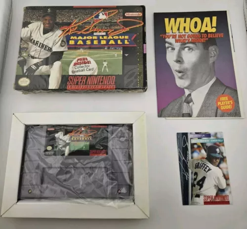 Snes Ken Griffey Jr Major League Baseball Super Nintendo Game + Box + Card
