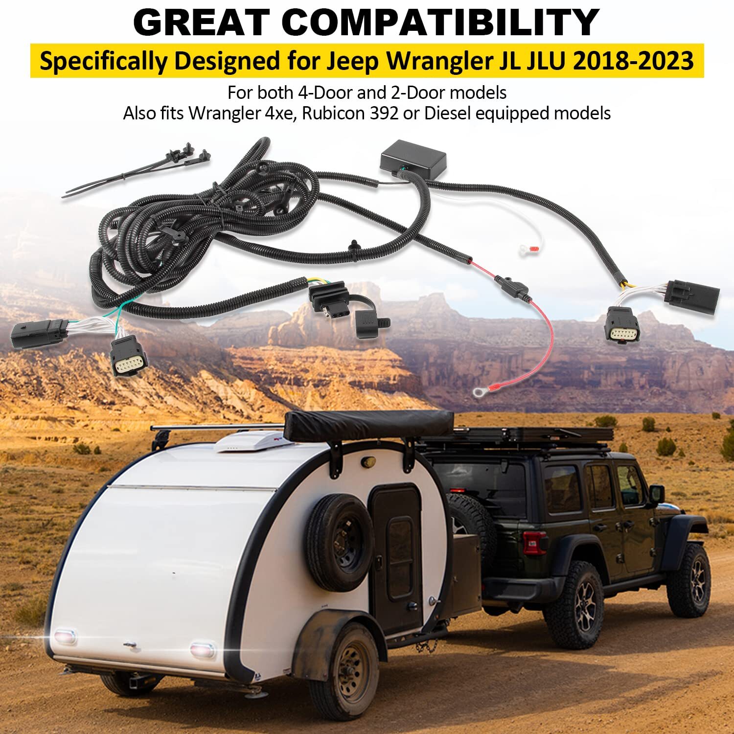 4 Way Trailer Tow Hitch Wiring Harness For Jeep Wrangler JL JLU 20182023 eBay