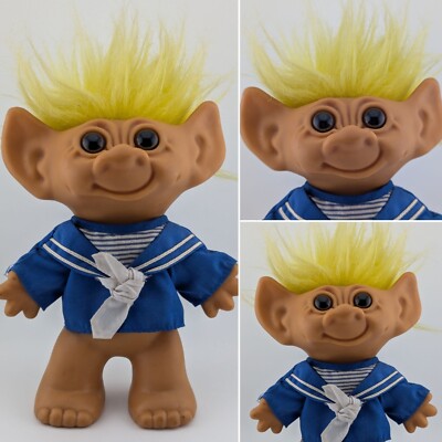 Vintage Uneeda Troll Puppe Figur Spielzeug Seemann Outfit gelbes Haar 10'''' SELTEN VINTAGE