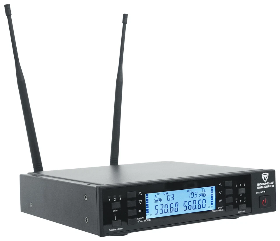 Rockville RWM-DSP-H2 Wireless Dual Handheld UHF 200 Ch. Microphone System w/DSP - Image 3 of 4