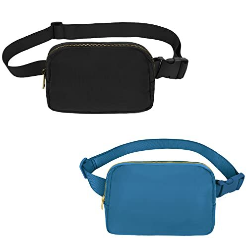 Crossbody Bag For Women And Men Belt Bag Gift For Black+Blue 2 Pack Fanny Pack-image