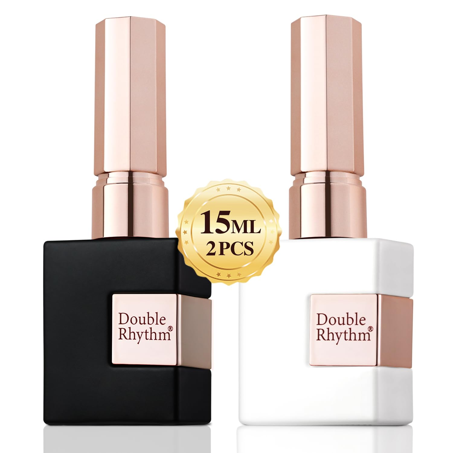 2-Piece 15Ml UV Gel Polish Kit - Pure White & Black Gel Nail Set