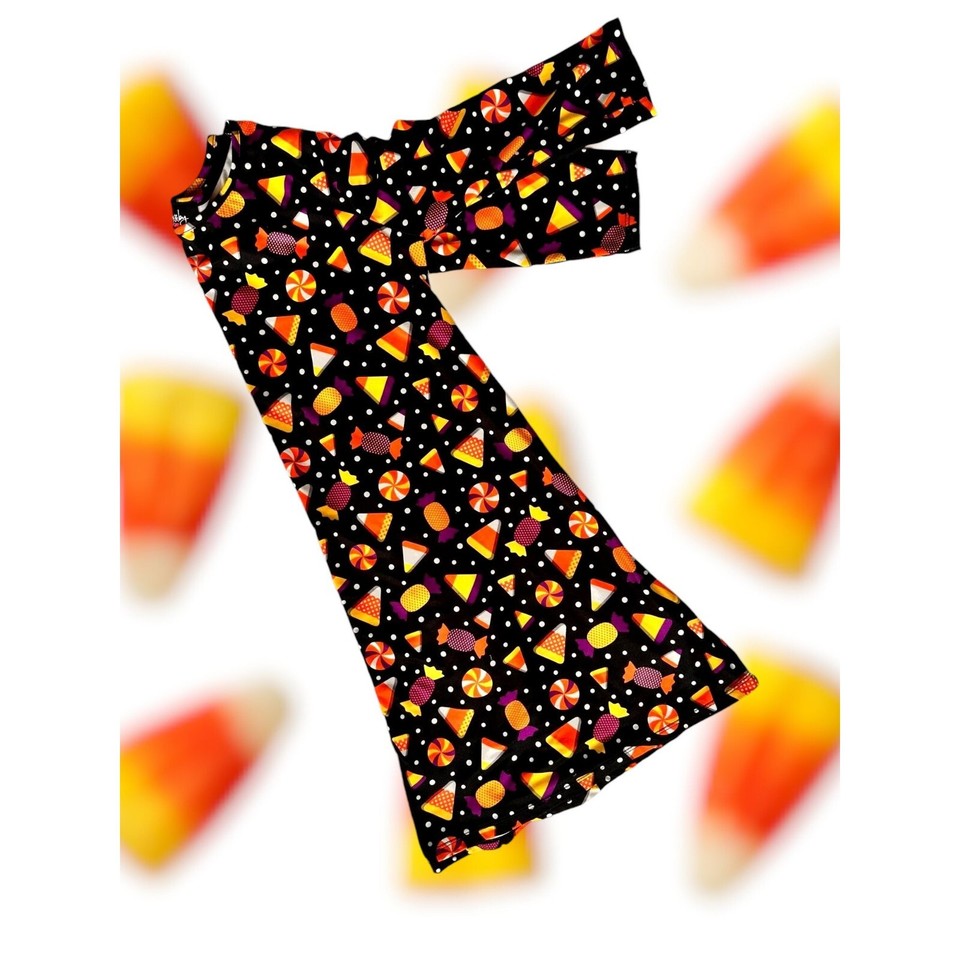 By By Candy Corn Dress Girls Sz L 14 Black Halloween Party Dance Trick