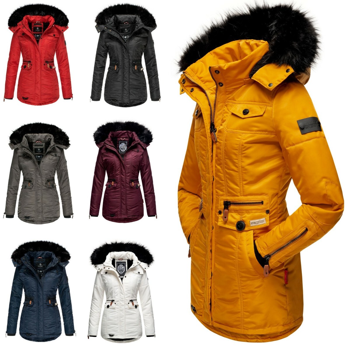 Zeagoo Karierte Jacke Mit Fell Damen Parka Warme Bomberjacke Damen