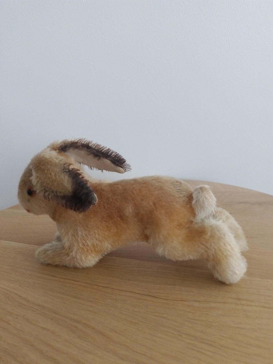 Peluche Lapin Steiff Vintage – Dralon Blanc, Brun Et Lavande