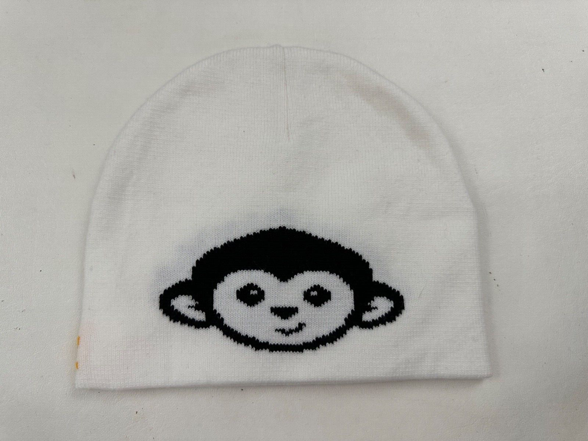 San Diego Zoo Monkey Logo White Knit Beanie Hat One Size