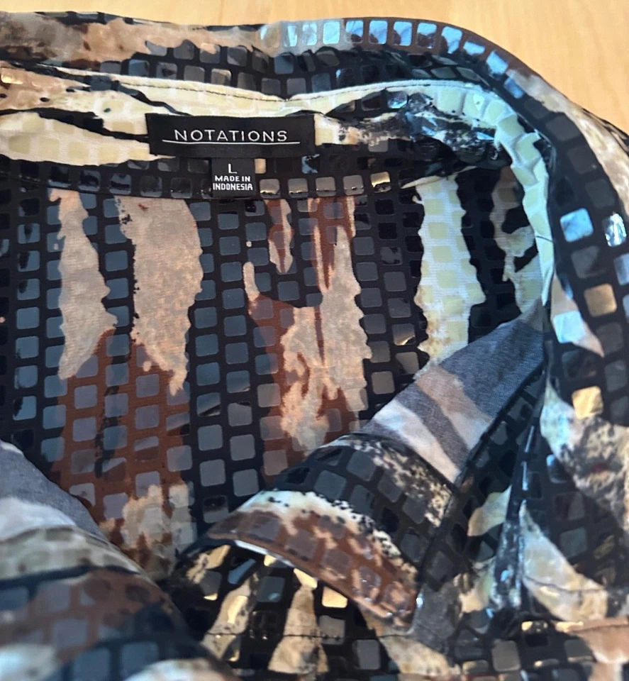 CHAQUETA DE LENTEJUELAS VINTAGE NOTATIONS GUEPARDO ANIMAL PRINT MUJER TALLA L Foto 3 de 4