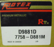 Rear Disc Brake Pad Set, Semi-Metallic - Rotex D9881D