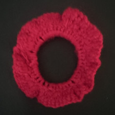 Red Crochet Flower Yarn Scrunchie Hair Tie, Women's All Hair Types