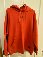 Adidas Vintage Team Men's Hooded Sweatshirt - Orange - Front Full Pocket - Large